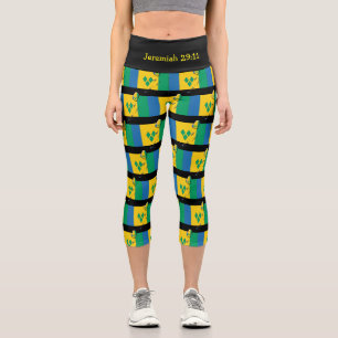 Customisable Patriotic ST VINCENT FLAG Capri Leggings