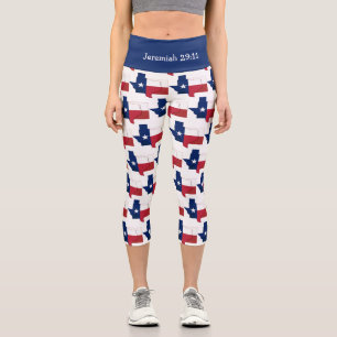 Customisable Patriotic TEXAS FLAG Capri Leggings