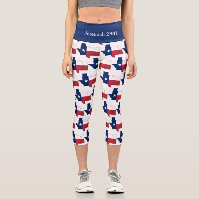 Customisable | Patriotic | TEXAS FLAG Capri Leggings (Front)