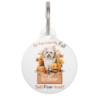 Customisable Paw-fect Autumn Dog Matcha Pet Tag