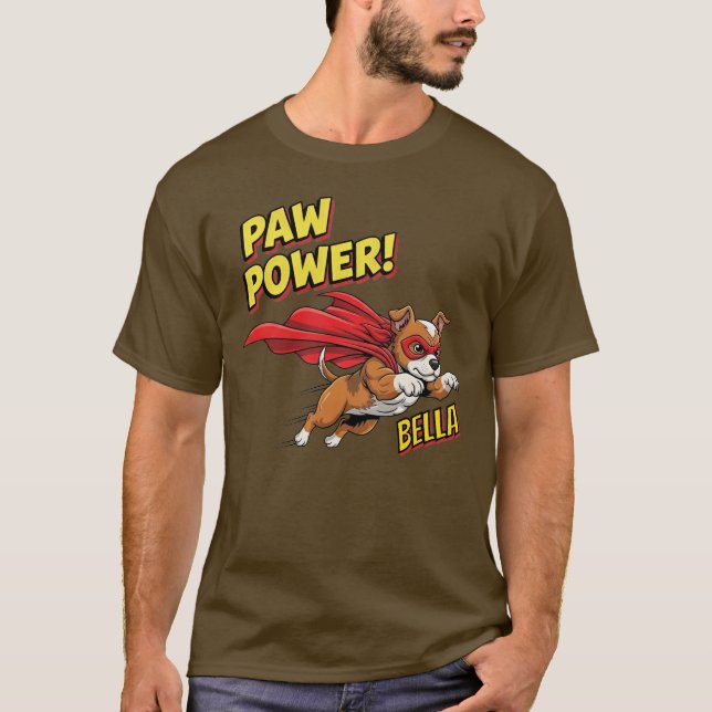 Customisable Paw Power Super Dog T-Shirt (Front)