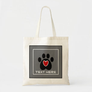 Customisable Paw Print and Heart Tote Bag