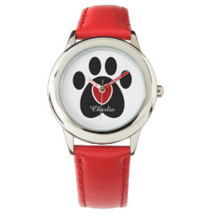 Customisable Paw Print and Heart Watch
