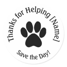 Customisable Paw Print Thank You Stickers