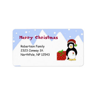 Customisable Penguins Christmas Label