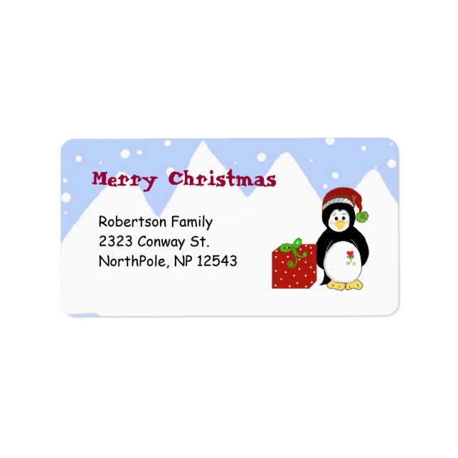 Customisable Penguins Christmas Label (Front)