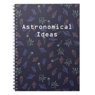 Customisable Periwinkle Doodle Space Pattern Notebook