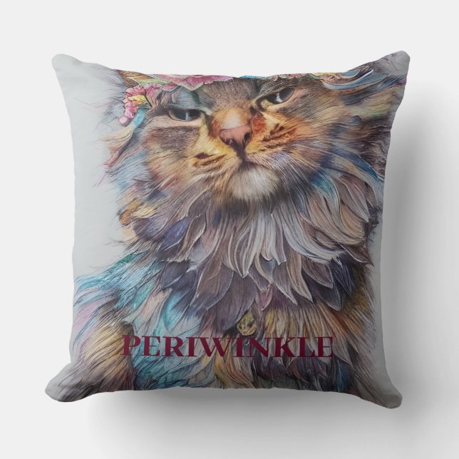 Customisable Persian Name & Photo Cute Cat Cushion (Front)
