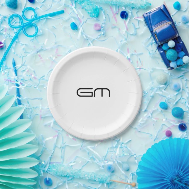 Customisable personal elegant initials paper plate (Party)