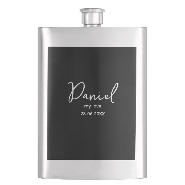 Customisable personal initials,  gift for man hip flask (Front)