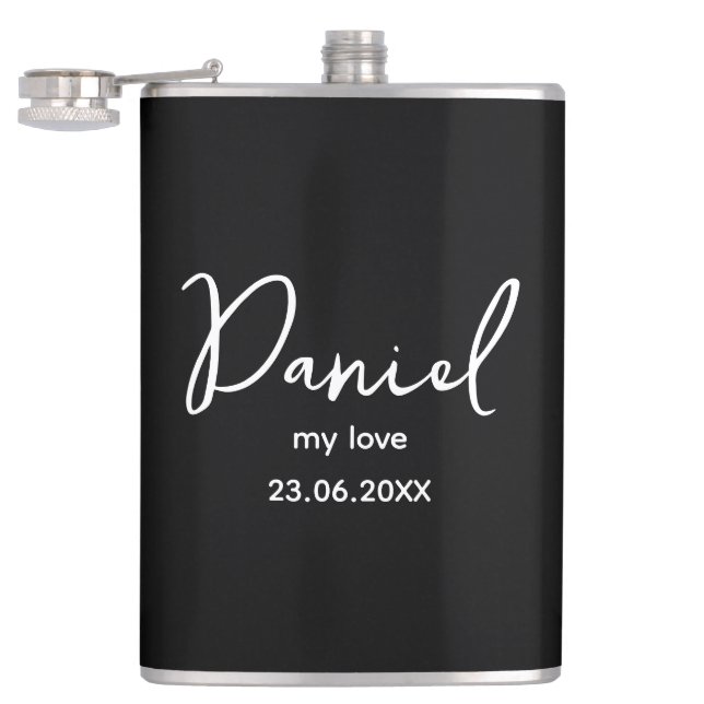 Customisable personal initials,  gift for man hip flask (Opened)