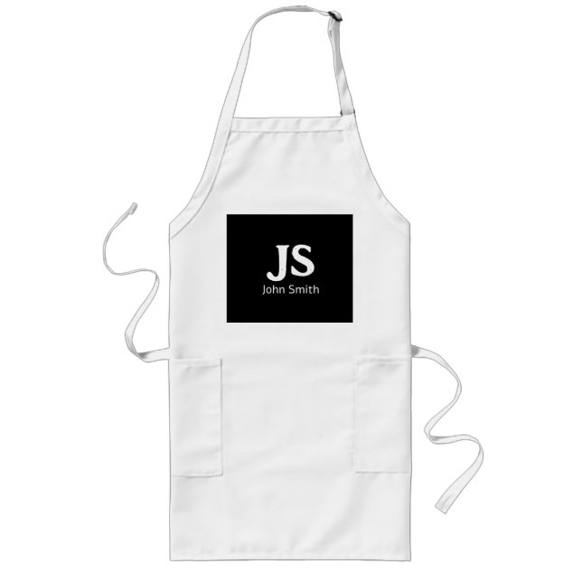 Customisable personal initials long apron (Front)