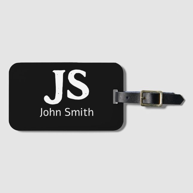 Customisable personal initials luggage tag (Front Horizontal)