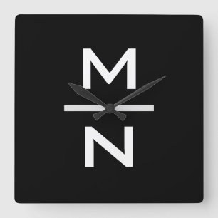 Customisable personal monogram square wall clock