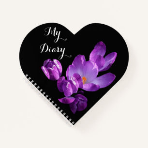 Customisable personal pretty purple crocus floral notebook