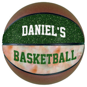 Customisable Personalised Basketball Green Glitter