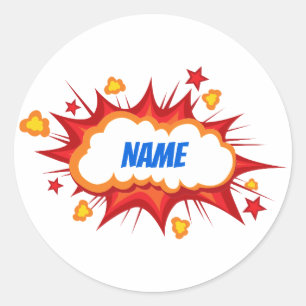 Customisable personalised comic explosion classic round sticker