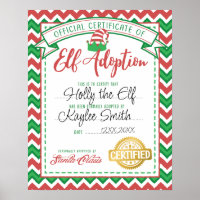 Customisable Personalised Elf Adoption Certificate