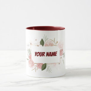 Customisable personalised floral frame mug