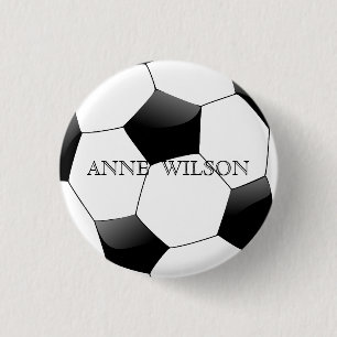 Customisable Personalised Football Soccer Ball 3 Cm Round Badge