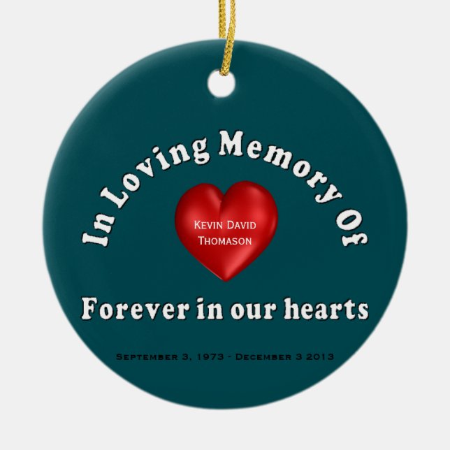 Customisable Personalised Memorial Ceramic Tree Decoration (Front)