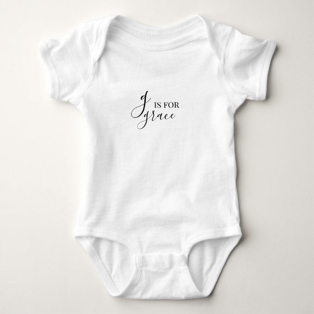 customisable personalised name one-piece baby bodysuit (Front)