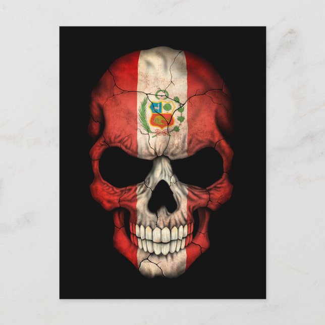 Customisable Peruvian Flag Skull Postcard (Front)
