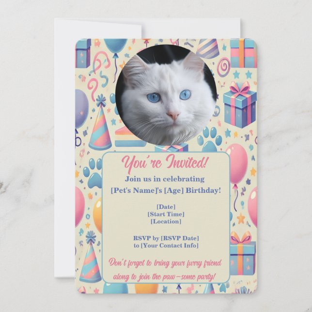 Customisable Pet Birthday Invitation (Front)
