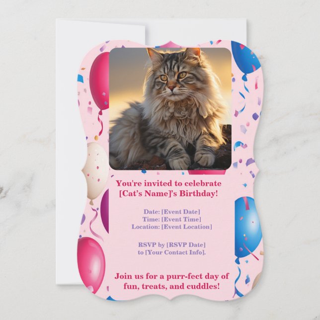  Customisable Pet Birthday Invitation  (Front)