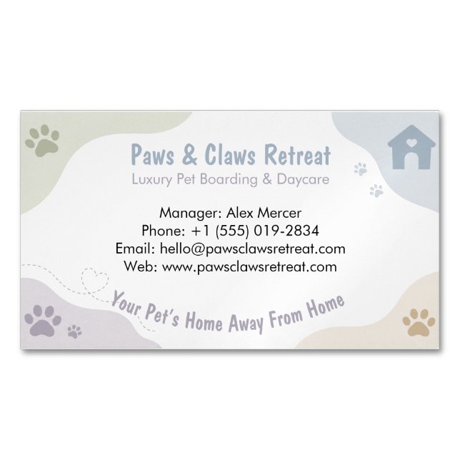Customisable Pet Boarding Business Card Magnet  (Front)
