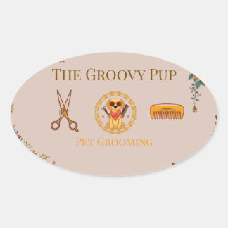 Customisable Pet Care Professional Card Oval Sticker