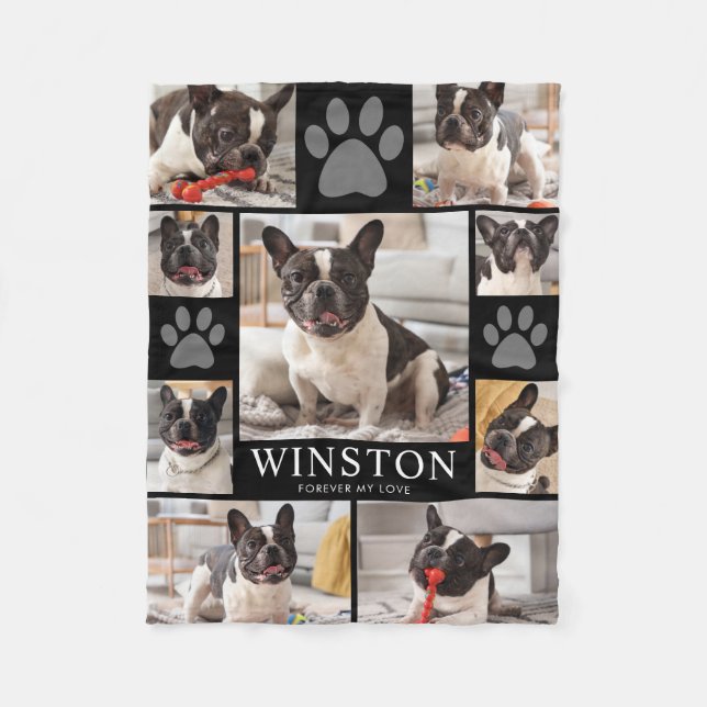 Customisable Pet Dog Memorial Photo Keepsake Fleece Blanket (Front)