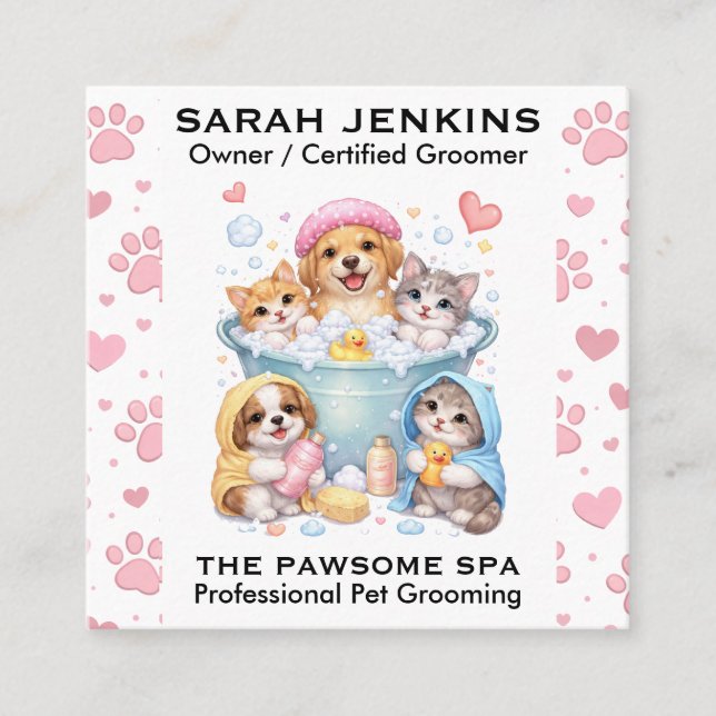 Customisable Pet Grooming Business Card  (Front)
