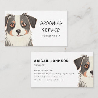Customisable Pet Grooming with Cute Dog Design Business Card