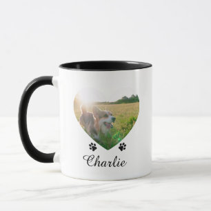 Customisable Pet Heart-Shaped Photo Template Text Mug