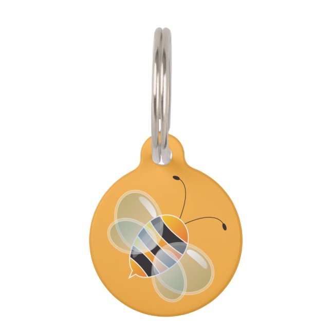 Customisable Pet ID Tag - Bee Design. (Front)