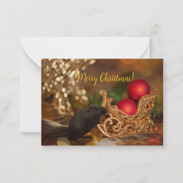 Customisable pet lover gerbil Christmas card  (Front)