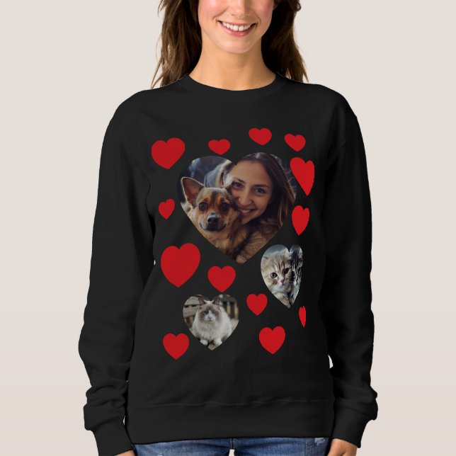 Customisable Pet Lover's Sweatshirt with Red Heart (Front)