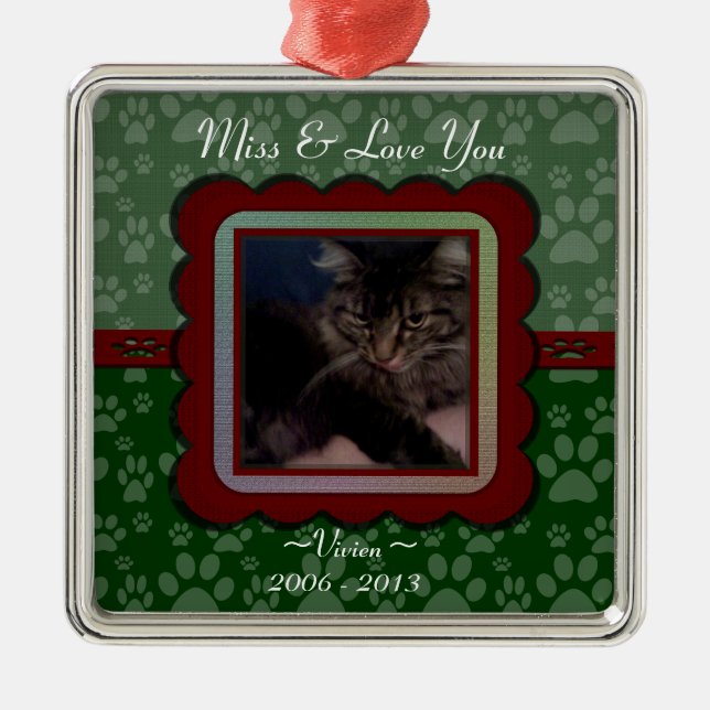 Customisable Pet Memorial  Metal Tree Decoration (Front)