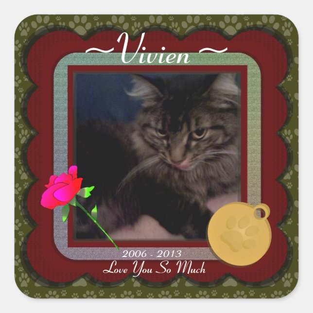 Customisable Pet Memorial  Square Sticker (Front)