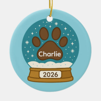 Customisable Pet Paw Print Snow Globe Ornament