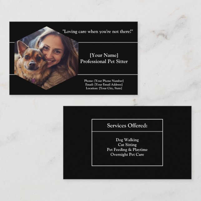 Customisable Pet Sitter Business Card  (Front/Back)
