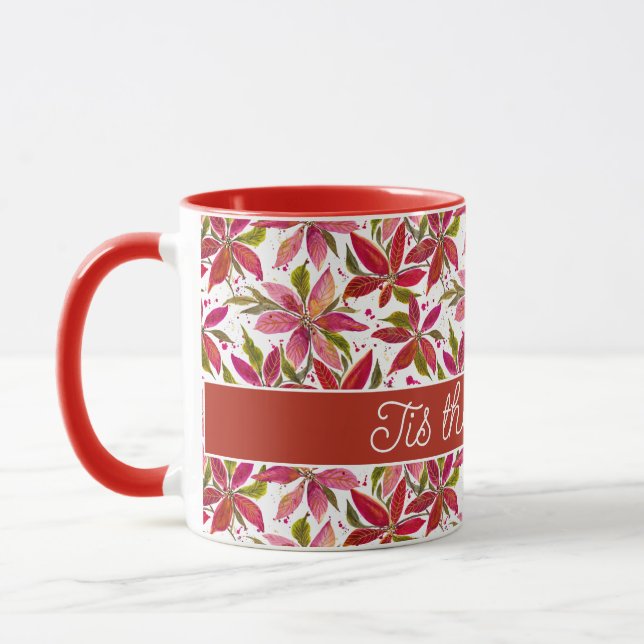 Customisable Petite Poinsettia Coffee Mug (Left)