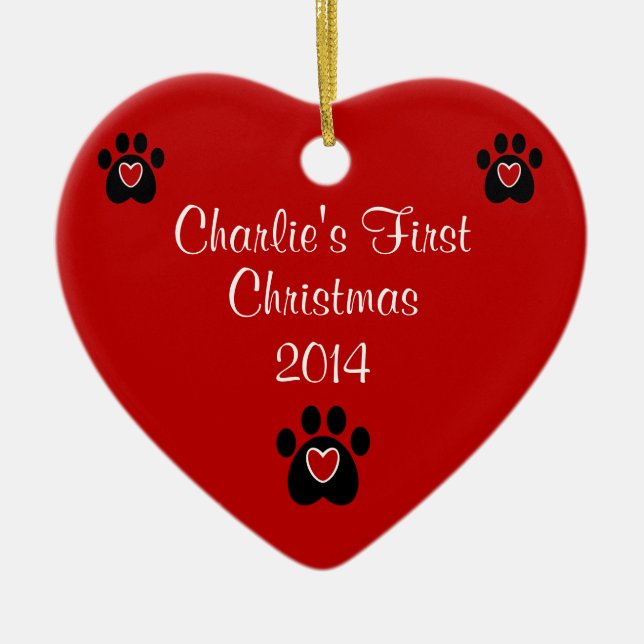 Customisable Pet's First Christmas Ceramic Tree Decoration (Front)