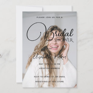 Customisable Photo and Black Text Bridal Shower Invitation