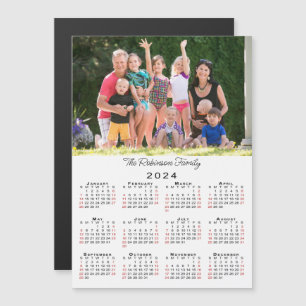 Customisable Photo and Name 2024 Calendar Magnet