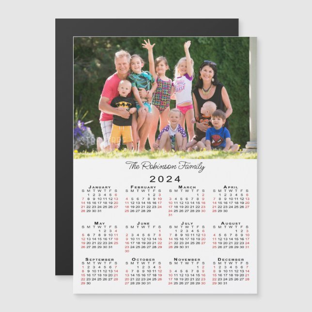 Customisable Photo and Name 2024 Calendar Magnet (Front/Back)