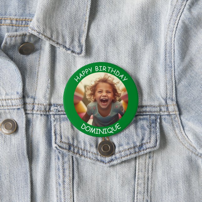 Customisable Photo and Name Birthday Button (In Situ)