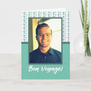 Customisable Photo, Bon Voyage Cruise Anchors Holiday Card