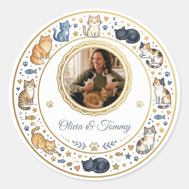 Customisable Photo Cat Breed Stickers  (Front)